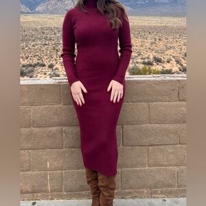 Elegant Burgundy Knit Dress